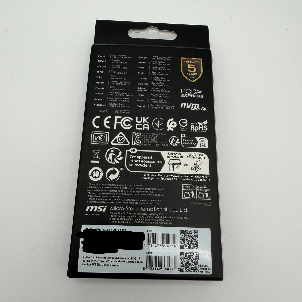 MSI SPATIUM M560 2 TB SSD M.2 2280 PCIe 5.0 x4 NVMe 2.0 – Neu