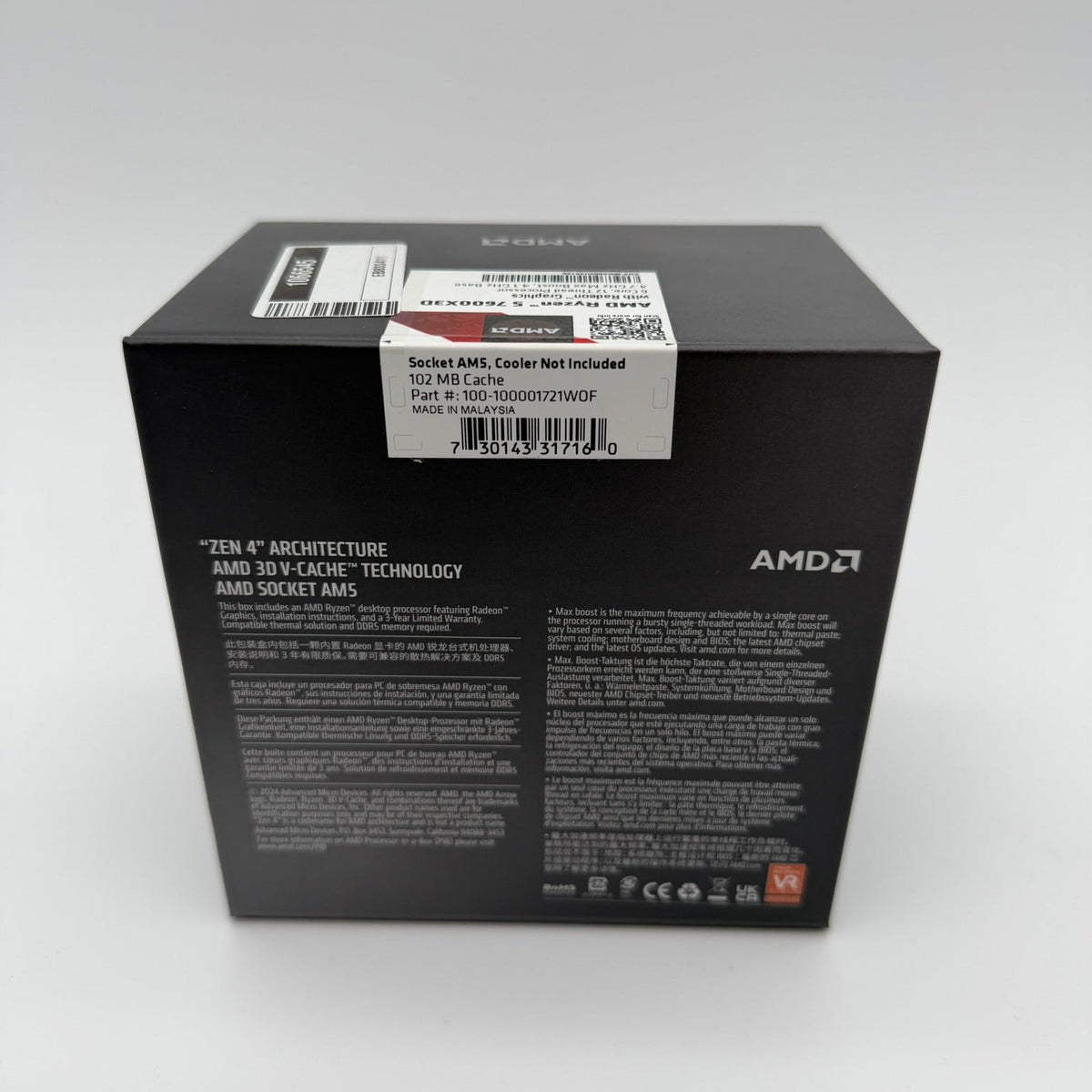 AMD Ryzen 5 7600X3D Prozessor – 6 Kerne, 12 Threads, bis 4,7 GHz, Sockel AM5