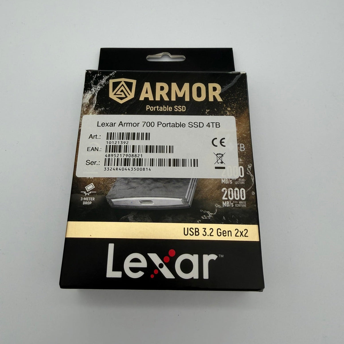 Lexar ARMOR 700 4 TB externe SSD USB-C USB 3.2 Gen 2x2 Schwarz mit OVP