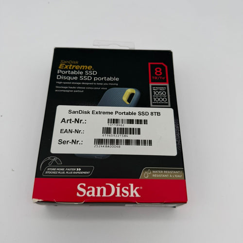 SanDisk Extreme Portable SSD 8 TB USB-C Monterey – neuwertig mit OVP