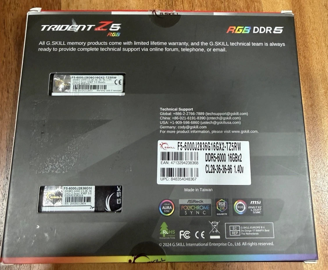 G.Skill Trident Z5 RGB 32 GB (2×16 GB) DDR5-6000 CL28 Weiß – mit OVP