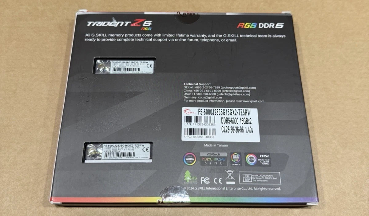 G.Skill Trident Z5 RGB 32 GB (2×16 GB) DDR5-6000 CL28 Weiß – mit OVP