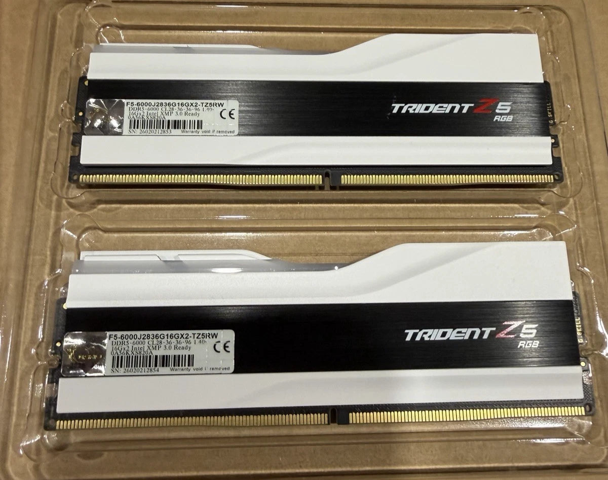 G.Skill Trident Z5 RGB 32 GB (2×16 GB) DDR5-6000 CL28 Weiß – mit OVP